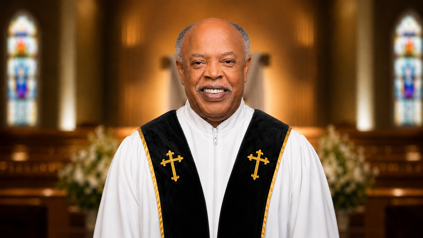 Reverend David Simmons in ministerial robes